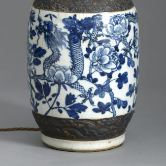 Blue and white dragon vase