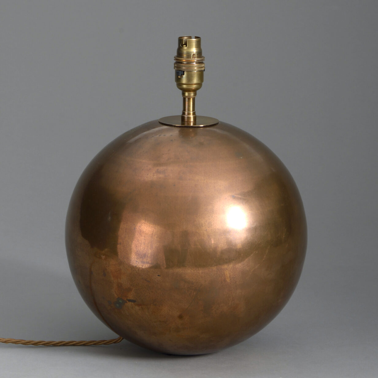 Mid-century copper sphere lamp base