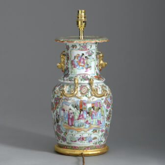 19th century famille rose porcelain vase lamp