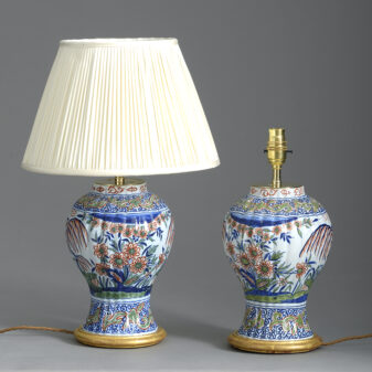 Pair of Polychrome Delft Vase Lamps