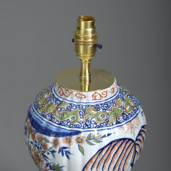 Pair of polychrome delft vase lamps
