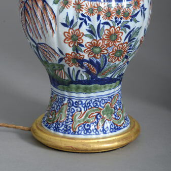 Pair of polychrome delft vase lamps