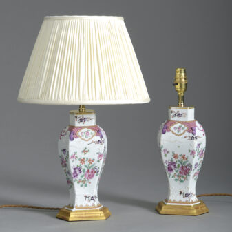 Pair Samson Famille Rose Vase Lamps