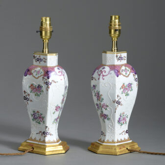 Pair Samson Famille Rose Vase Lamps