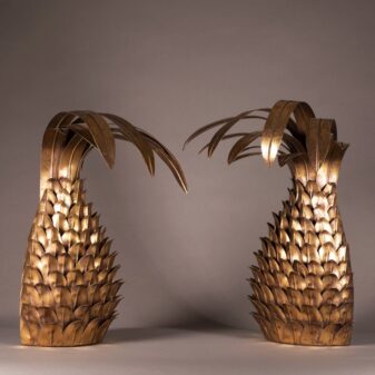 Pair of mid-century gilt metal pineapple wall lights