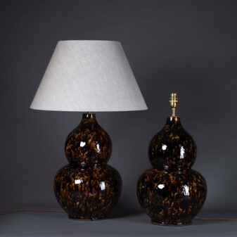 Pair of Tortoiseshell Gourd Lamps