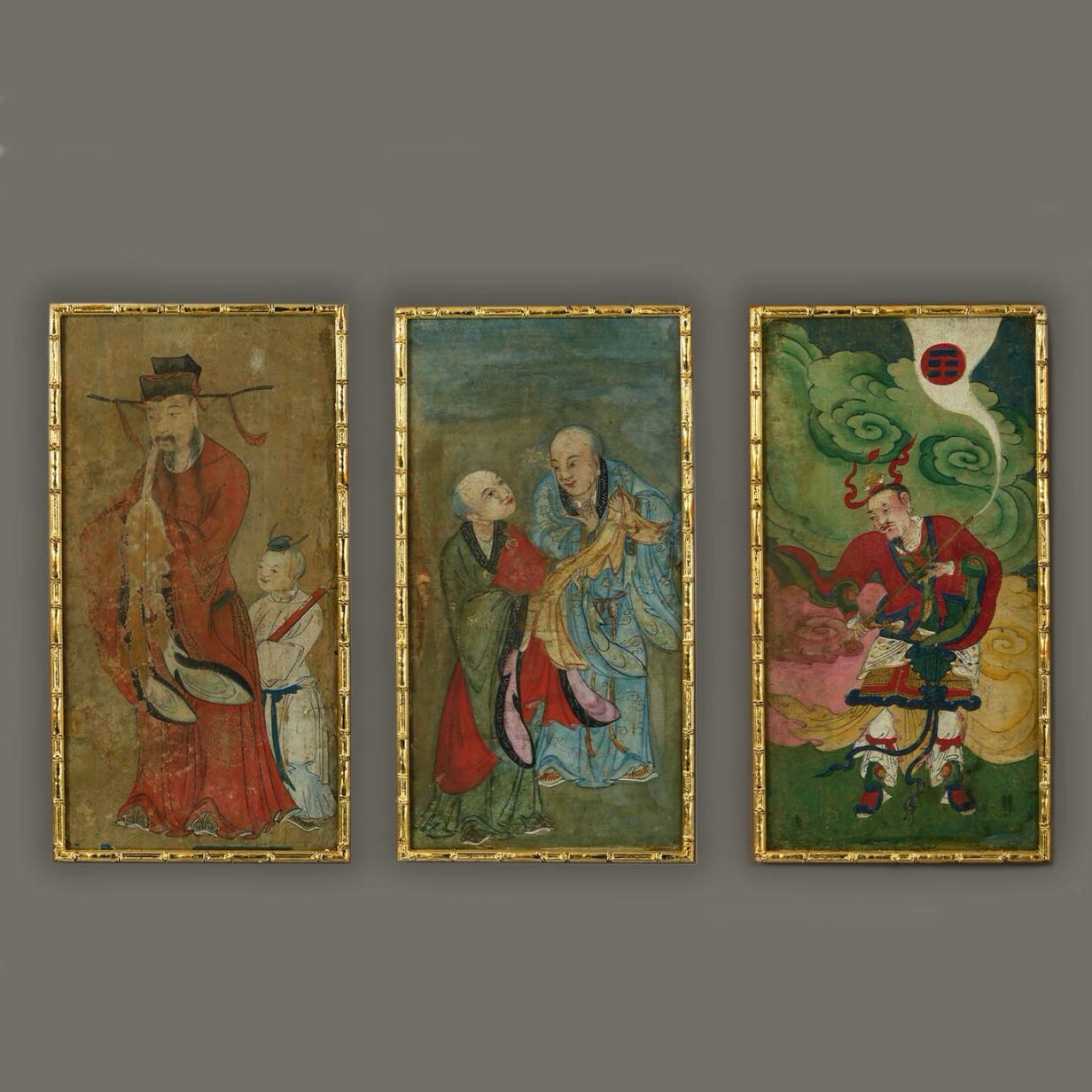 Three 19th century watercolour depictions of chinese deities