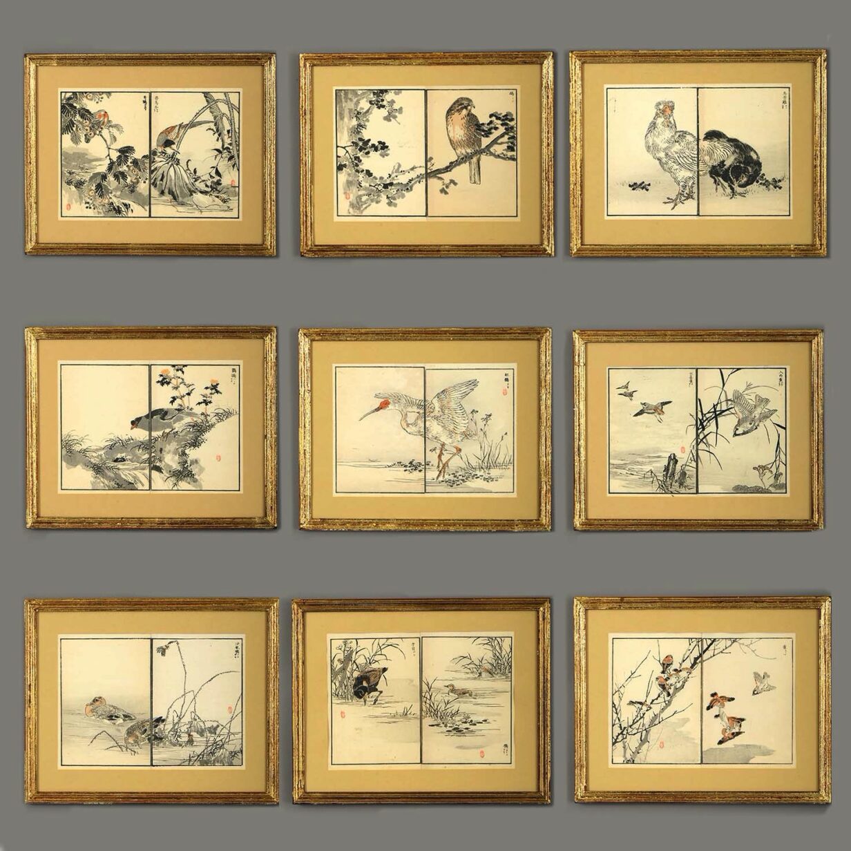 Nine Meiji Woodblock Prints