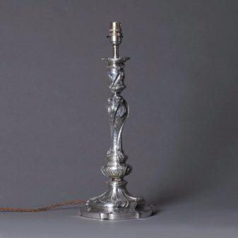 9th century silvered louis xv style rococo candlestick lamp