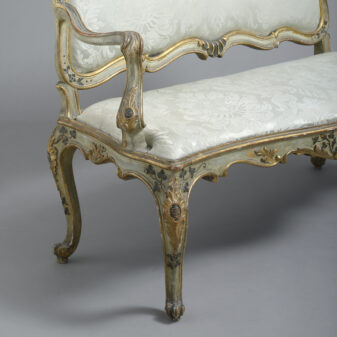 Mid-18th century rococo canapé and open armchair