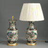 Pair famille rose lamps