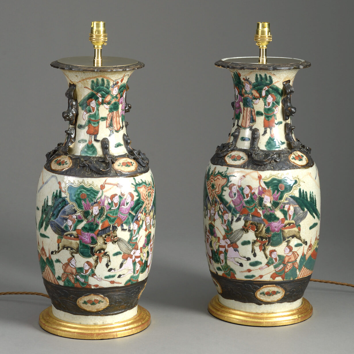 Pair famille rose lamps