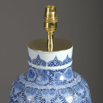 19th century blue and white vase lamp in the kangxi taste
