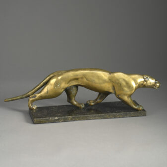 Bronze panther sculpture