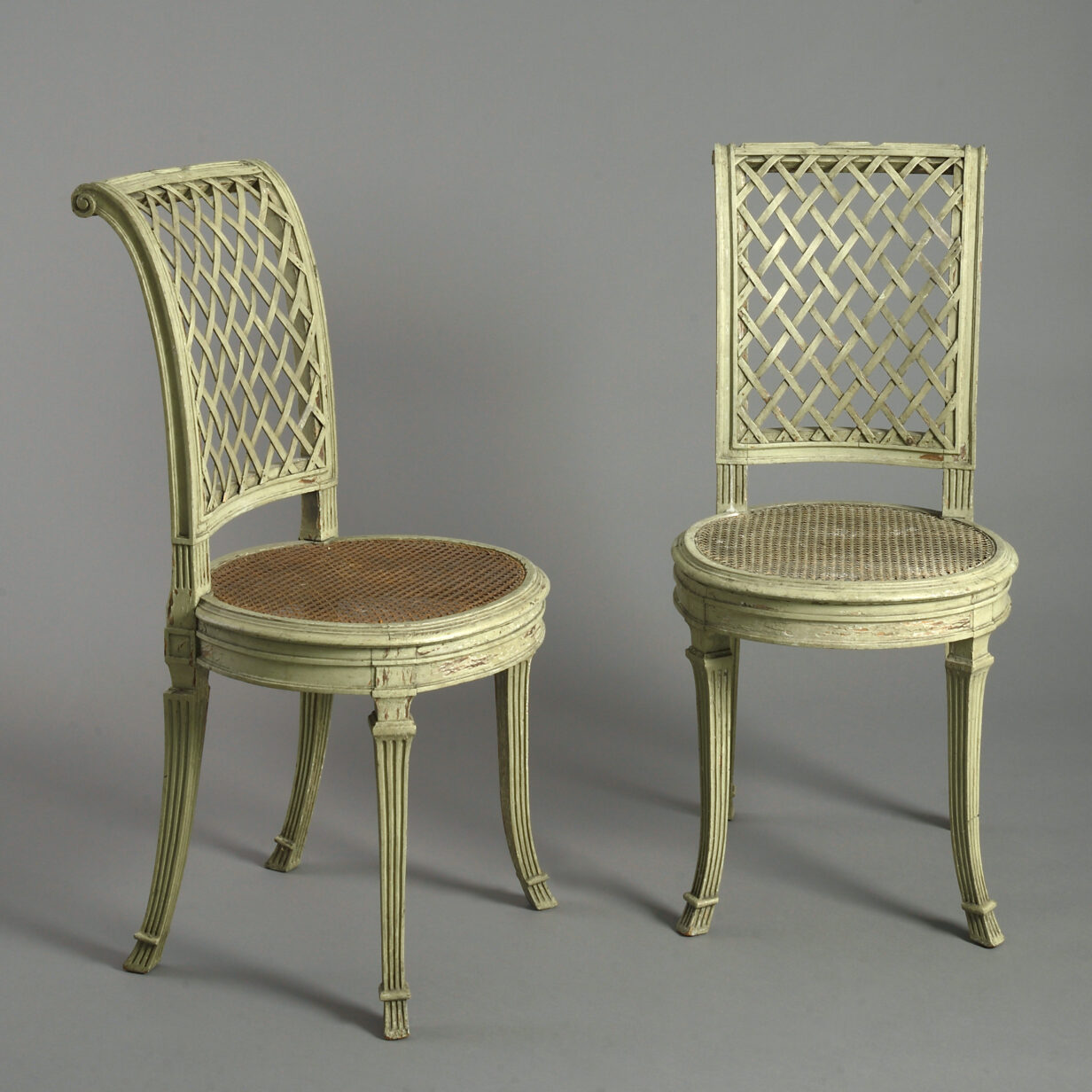 Pair of 19th century painted side chairs in the louis xvi manner