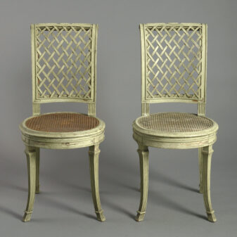 Pair of 19th century painted side chairs in the louis xvi manner