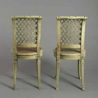 Pair of 19th century painted side chairs in the louis xvi manner