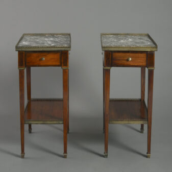 Pair of 19th century louis xvi style mahogany and satinwood bedside tables