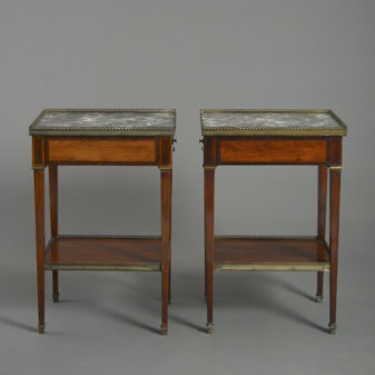 Pair of 19th century louis xvi style mahogany and satinwood bedside tables