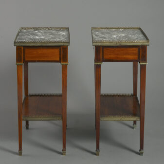 Pair of 19th century louis xvi style mahogany and satinwood bedside tables