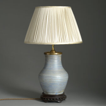 Early 20th Century Moorcroft Blue Glazed Pottery Vase Lamp