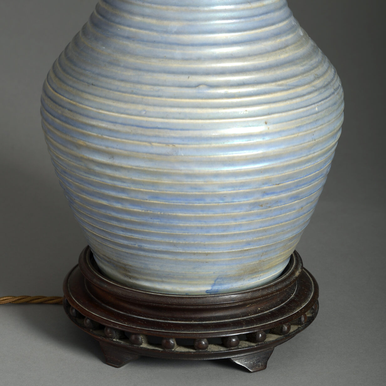 Early 20th century moorcroft blue glazed pottery vase lamp