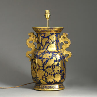 Early 19th century regency period mason's ironstone vase lamp