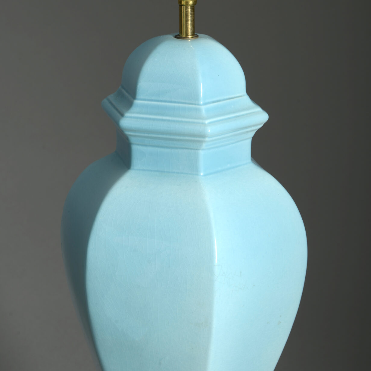 Mid-century turquoise glazed vase lamp
