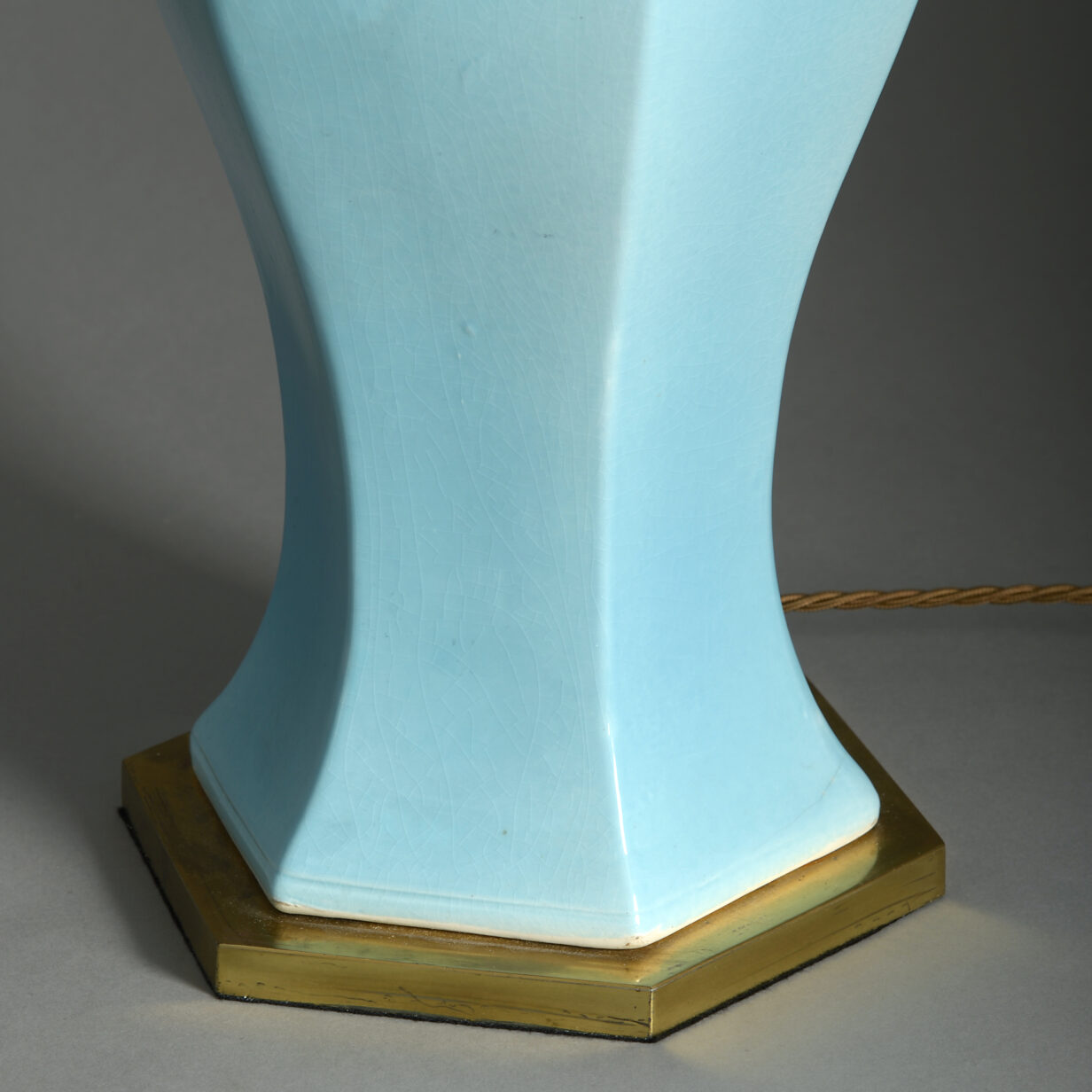 Mid-century turquoise glazed vase lamp