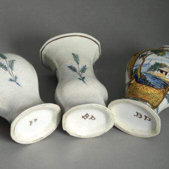 Three late 18th century delft pottery vases