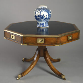 Early 20th century mahogany campaign drum table