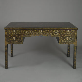Early 20th Century Chinese Export Black Lacquer Desk