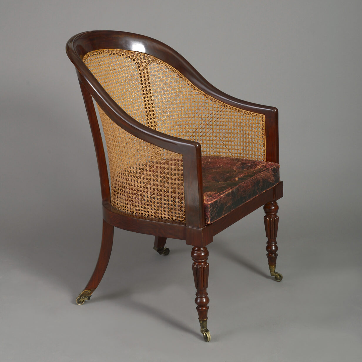 Early 19th century regency period rosewood bergère armchair