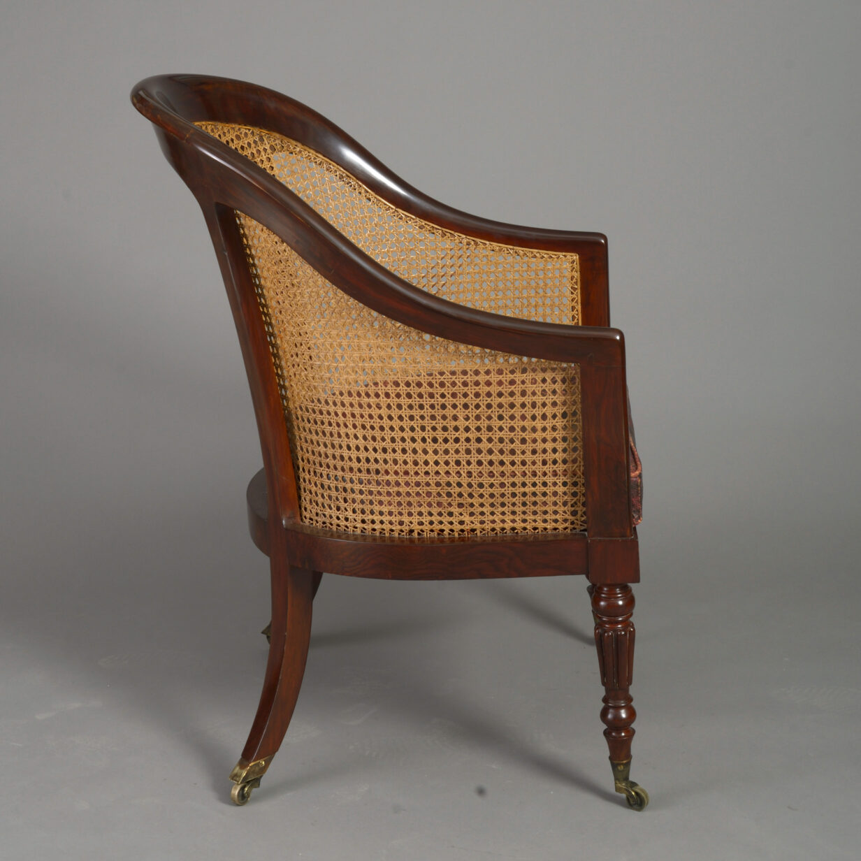 Early 19th century regency period rosewood bergère armchair