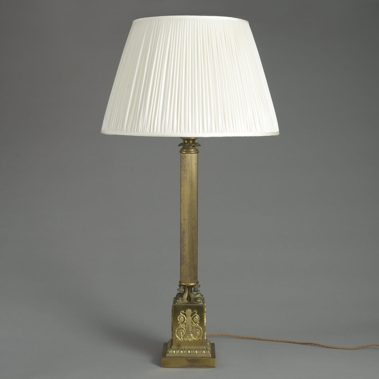 Early 19th century brass column lamp