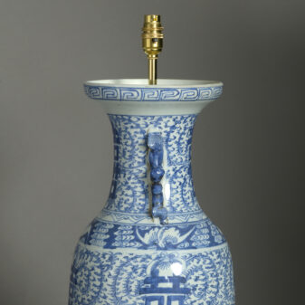 Tall blue and white vase lamp