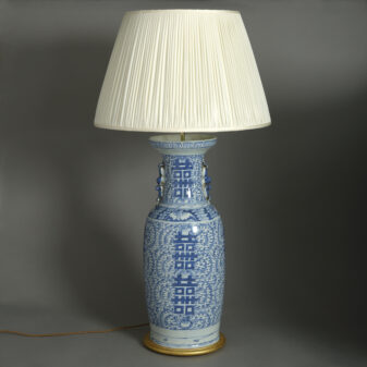 Tall Blue and White Vase Lamp