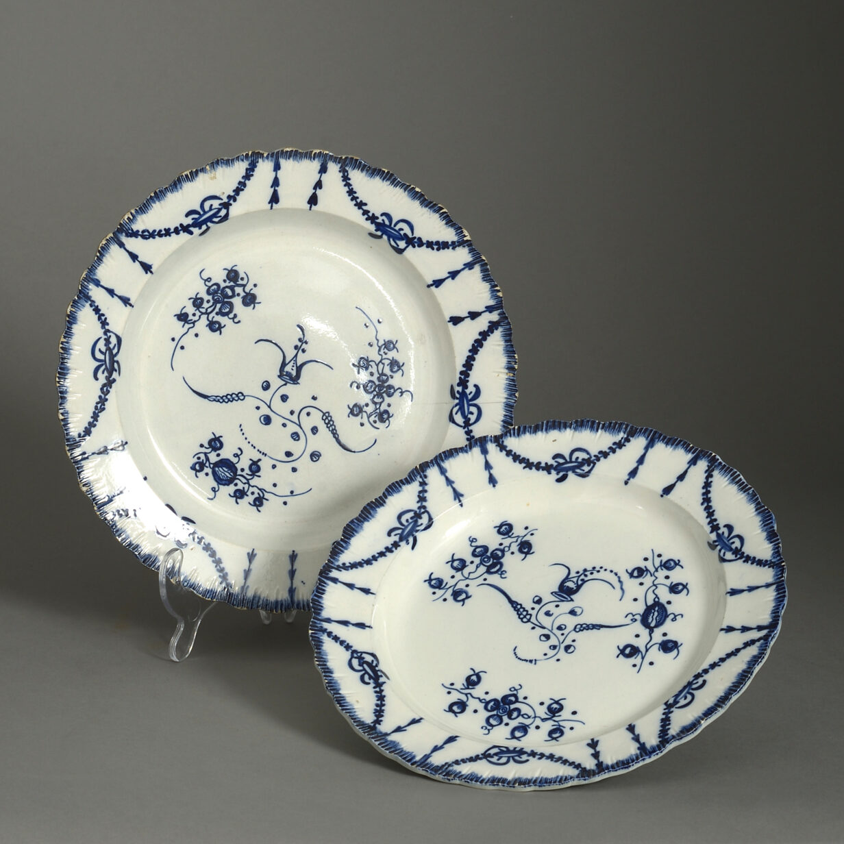 Pair of Late 18th Century Blue and White Staffordshire Pottery Plates