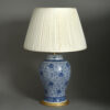 Blue and white porcelain vase lamp