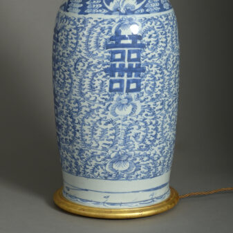 Tall blue and white vase lamp