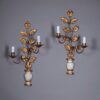Pair of early 20th century painted and parcel gilded foliate wall lights