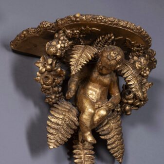 19th century giltwood cherub wall bracket