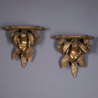 Pair of 19th Century Giltwood Cherub Wall Brackets