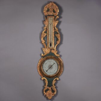 18th Century Louis XV Period Painted and Parcel Gilded Barometer