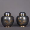 Pair of mid-20th century pewter and brass ginger jars