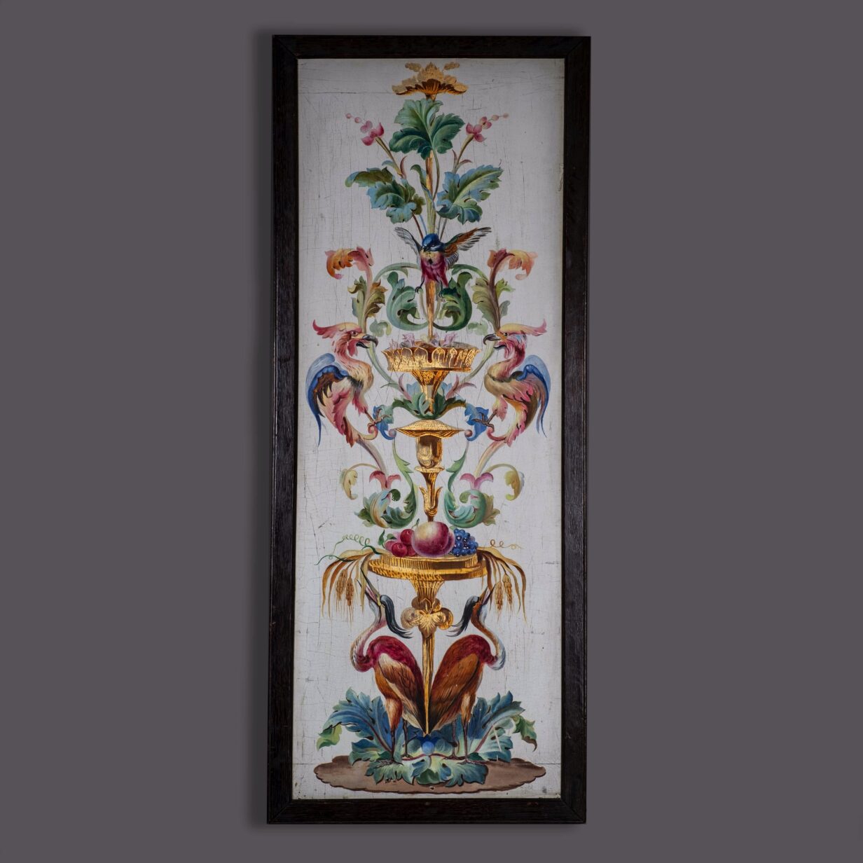 19th Century Framed Floral Painted Panel