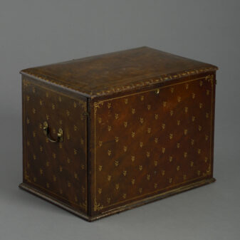 Late 19th century red leather stationery box