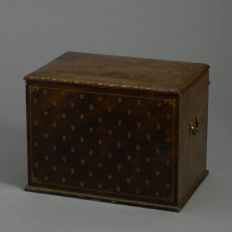 Late 19th century red leather stationery box