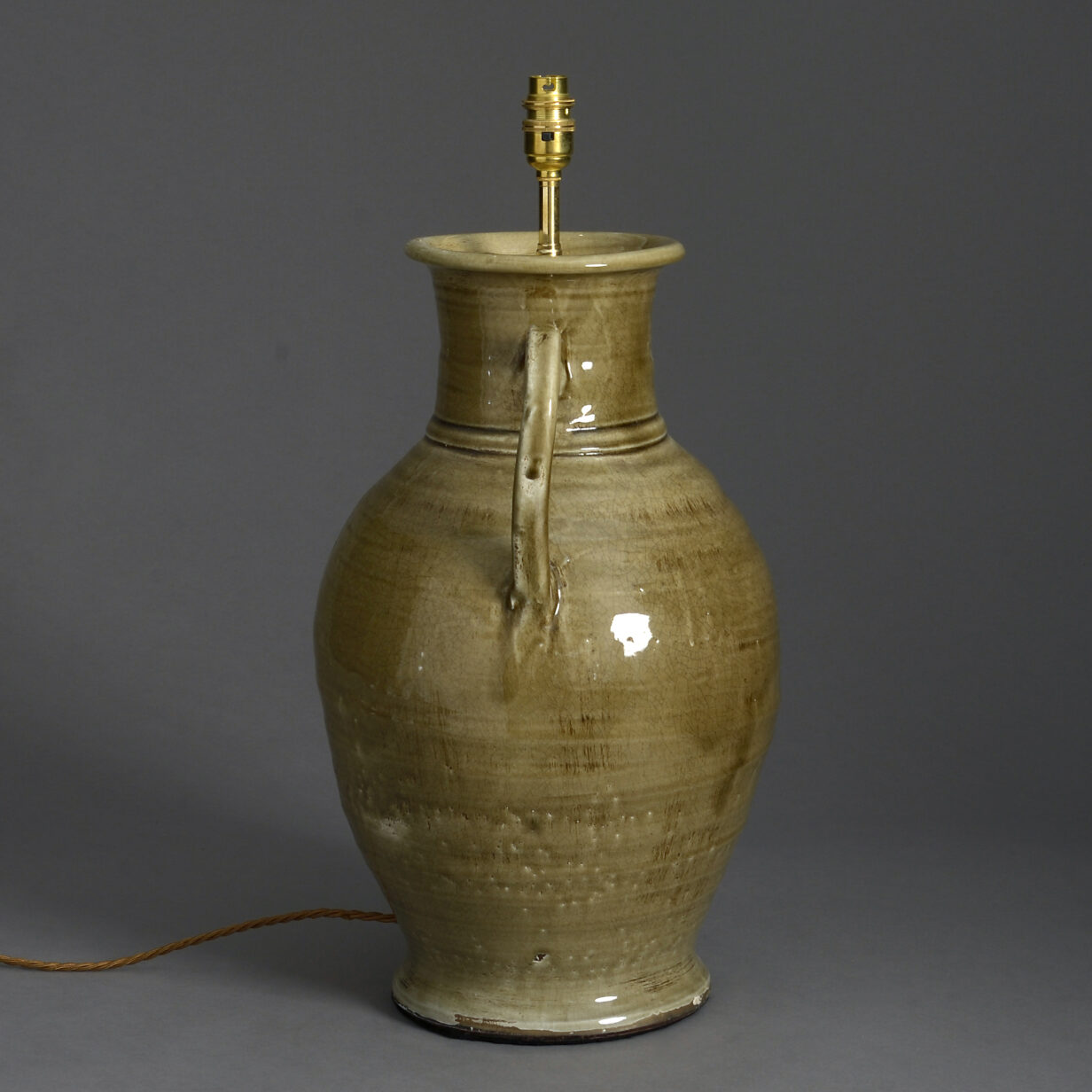 Sage green pottery vase lamp