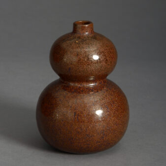 19th century qing dynasty tea dust glazed gourd vase